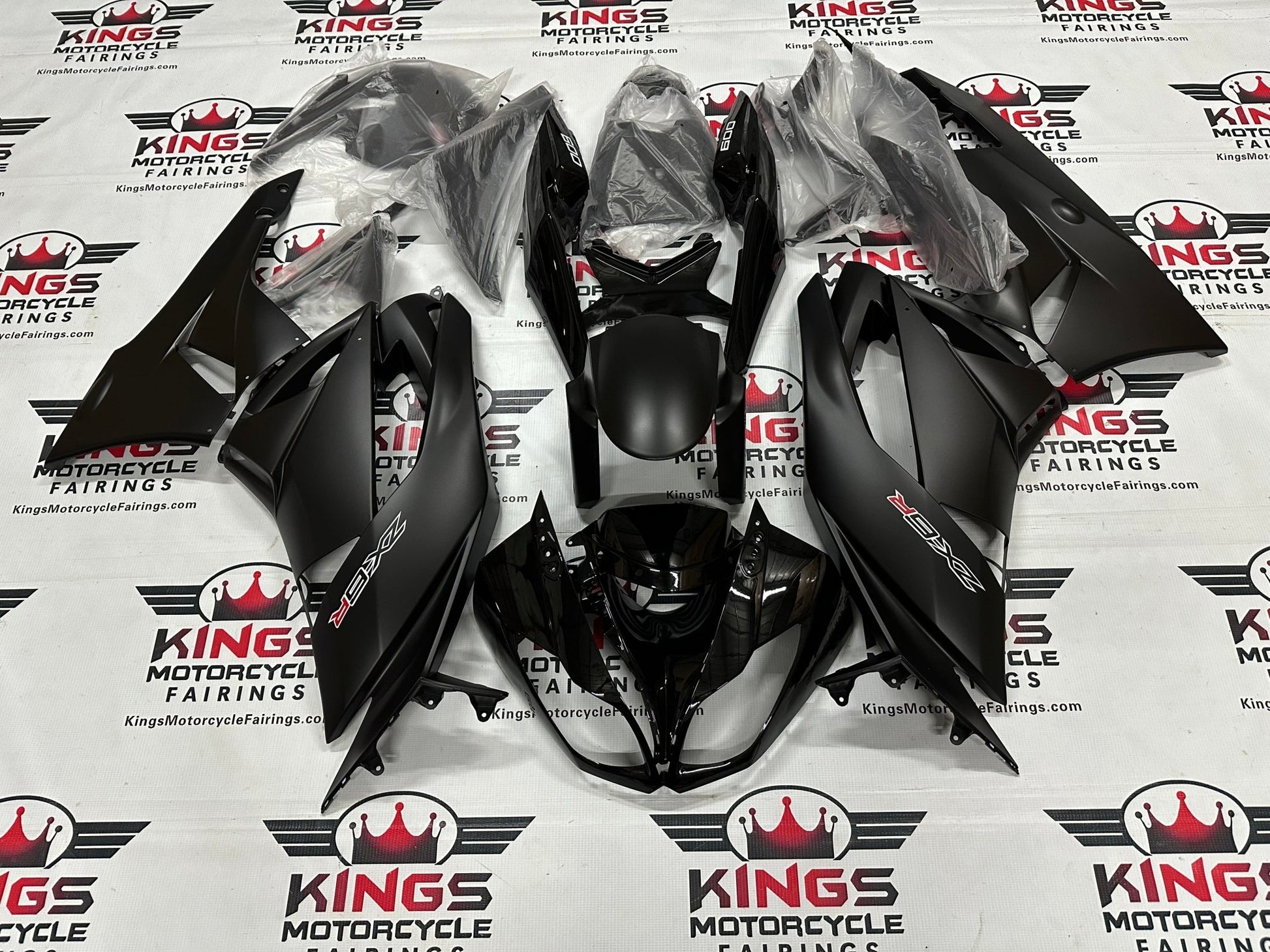 Kawasaki Ninja ZX6R 636 Fairing Set (2009-2012) Black, Matte Black, White, Red at KingsMotorcycleFairings.com
