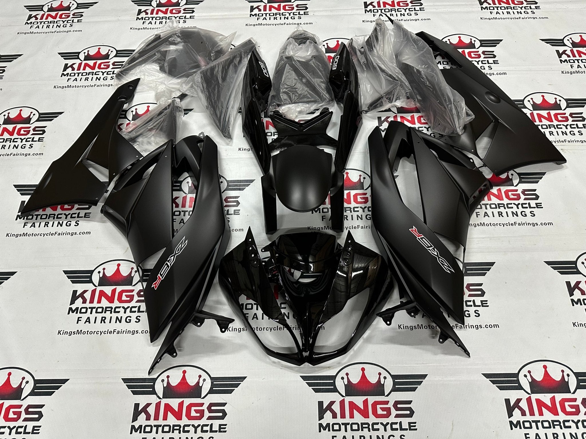 Kawasaki Ninja ZX6R 636 Fairing Set (2009-2012) Black, Matte Black, White, Red at KingsMotorcycleFairings.com