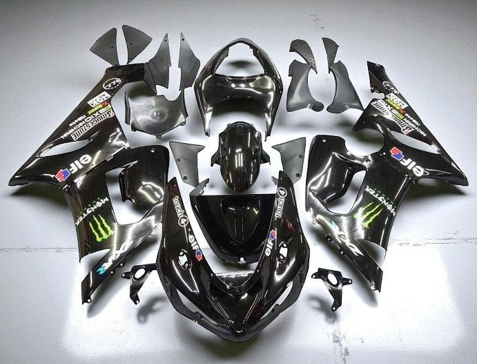 Kawasaki Ninja ZX6R 636 Fairings (2005-2006) Black, Monster at KingsMotorcycleFairings.com