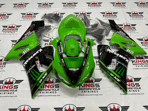 Kawasaki Ninja ZX6R 636 Fairings (2005-2006) Green, Black, Monster Elf at KingsMotorcycleFairings.com
