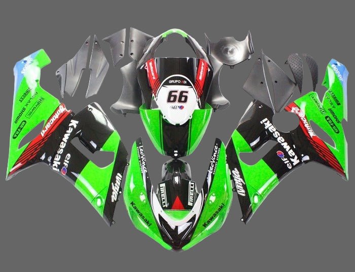 Kawasaki Ninja ZX6R 636 Fairings (2005-2006) Green, Black, Red, White, Blue at KingsMotorcycleFairings.com