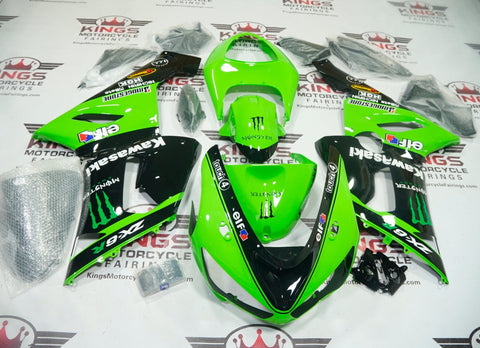 Kawasaki Ninja ZX6R 636 Fairings (2005-2006) Green, Black, White elf by KingsMotorcycleFairings.com