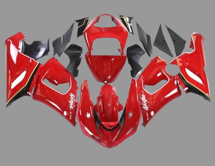 Kawasaki Ninja ZX6R 636 Fairings (2005-2006) Red, White, Black, Stripes at KingsMotorcycleFairings.com