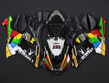 Kawasaki Ninja ZX6R 636 Fairings (2007-2008) Black Playboy Colorwheel at KingsMotorcycleFairings.com