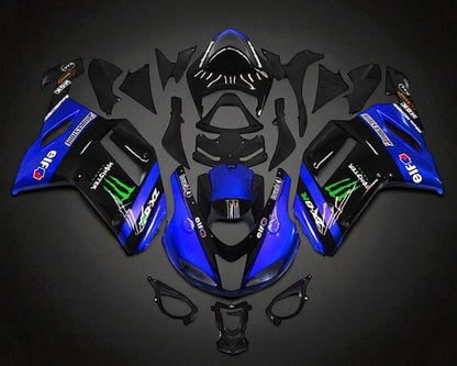 Kawasaki Ninja ZX6R 636 Fairings (2007-2008) Blue, Black, Green Monster at KingsMotorcycleFairings.com