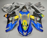 Kawasaki Ninja ZX6R 636 Fairings (2007-2008) Blue, Black, Yellow Creature at KingsMotorcycleFairings.com