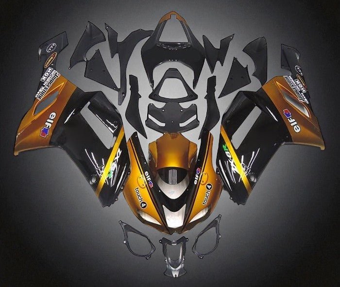 Kawasaki Ninja ZX6R 636 Fairings (2007-2008) Gold, Black, Elf at KingsMotorcycleFairings.com
