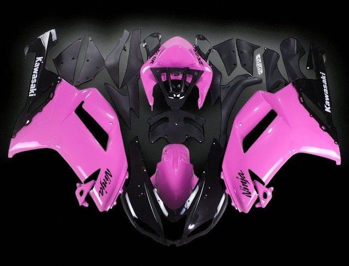 Kawasaki Ninja ZX6R 636 Fairings (2007-2008) Light Pink, Black at KingsMotorcycleFairings.com