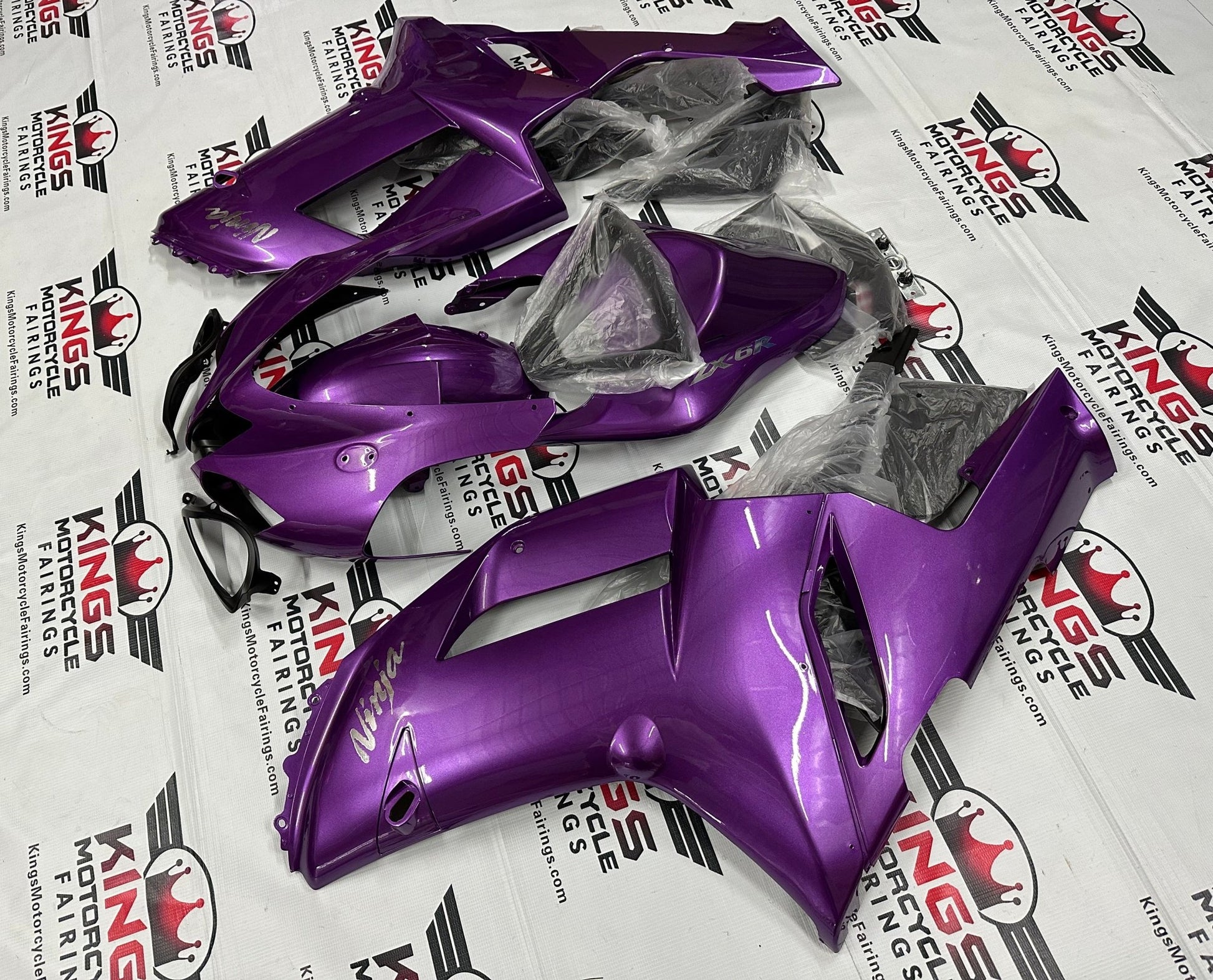 Kawasaki Ninja ZX6R 636 Fairings (2007-2008) Purple, Chrome by KingsMotorcycleFairings.com