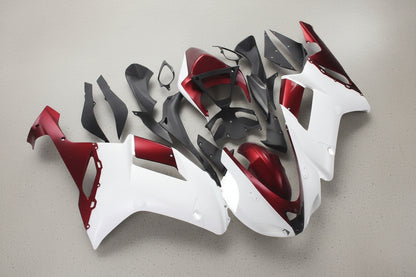 Kawasaki Ninja ZX6R 636 Fairings (2007-2008) White, Dark Red at KingsMotorcycleFairings.com