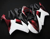 Kawasaki Ninja ZX6R 636 Fairings (2007-2008) White, Dark Red at KingsMotorcycleFairings.com