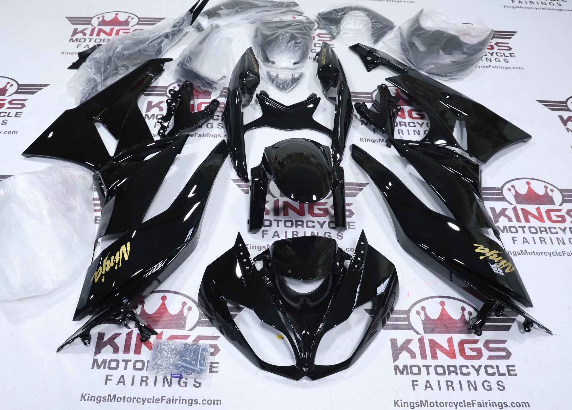 Kawasaki Ninja ZX6R 636 Fairings (2009-2012) Black, Gold at KingsMotorcycleFairings.com