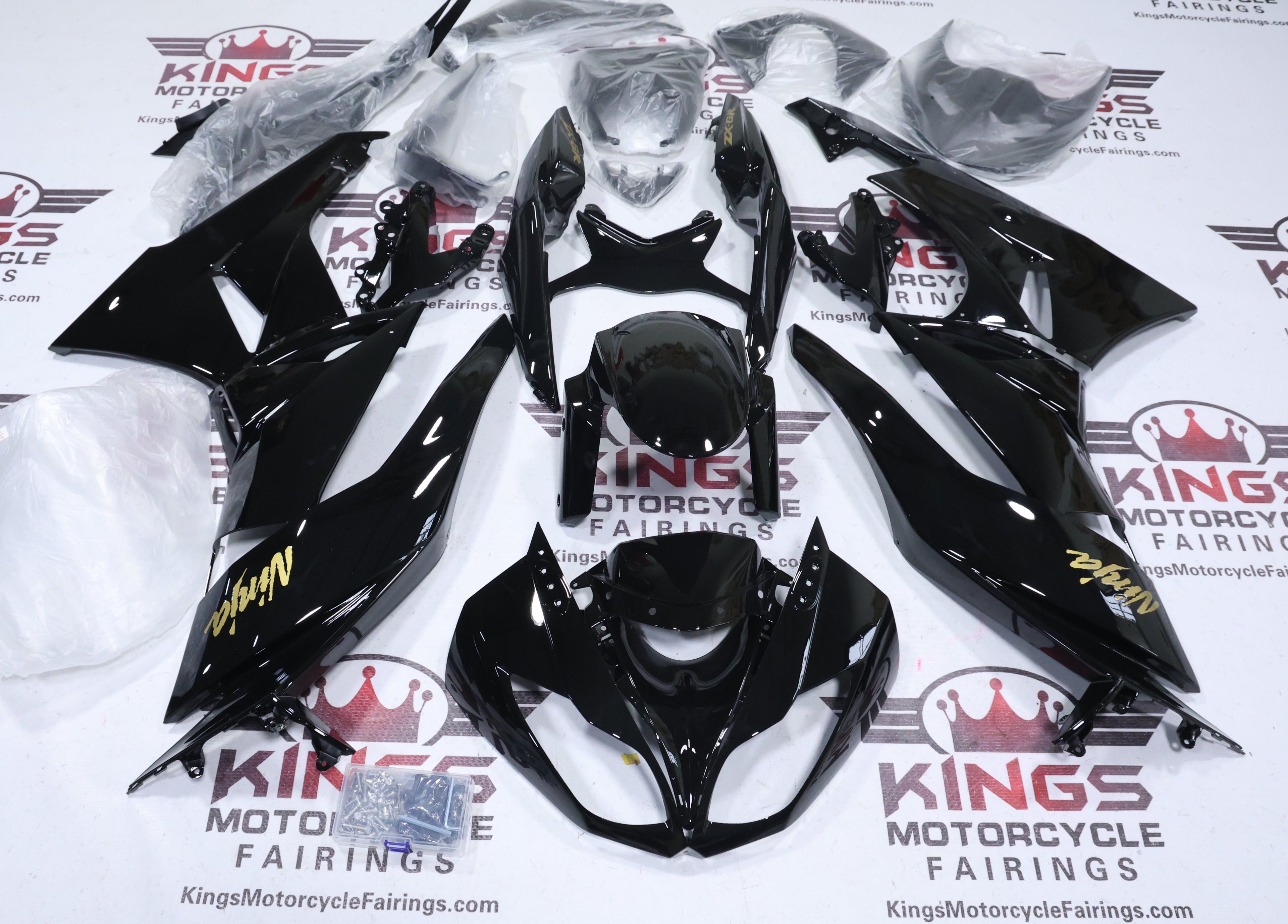 Kawasaki Ninja ZX6R 636 Fairings (2009-2012) Black, Gold at KingsMotorcycleFairings.com