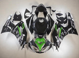 Kawasaki Ninja ZX6R 636 Fairings (2009-2012) Matte Black, White, Green Showa at KingsMotorcycleFairings.com