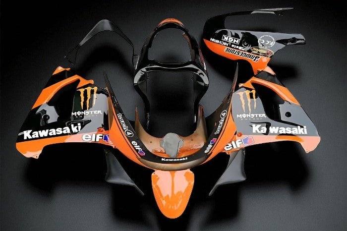 Kawasaki Ninja ZX6R 636 Fairings (2009-2012) Orange, Black, White Elf at KingsMotorcycleFairings.com