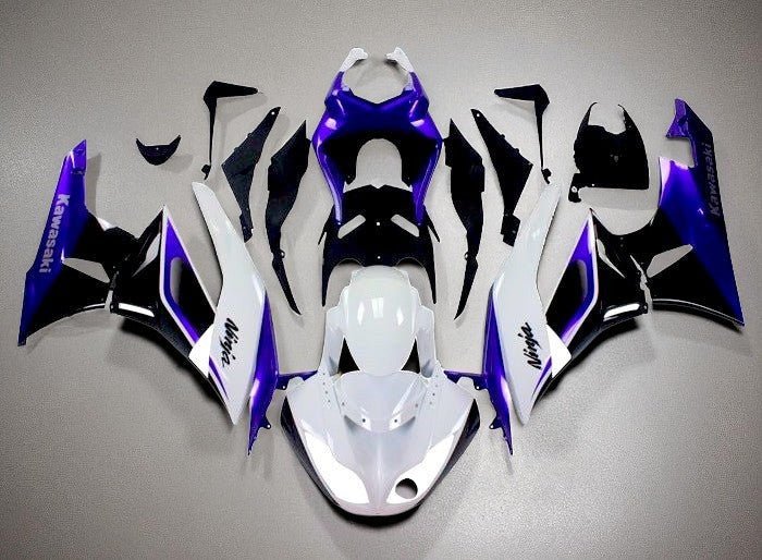 Kawasaki Ninja ZX6R 636 Fairings (2009-2012) White, Royal Blue, Black at KingsMotorcycleFairings.com