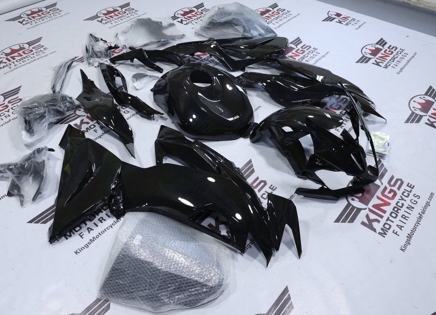 Kawasaki Ninja ZX6R 636 Fairings (2019-2023) Black Metallic Rainbow Glitter at KingsMotorcycleFairings.com