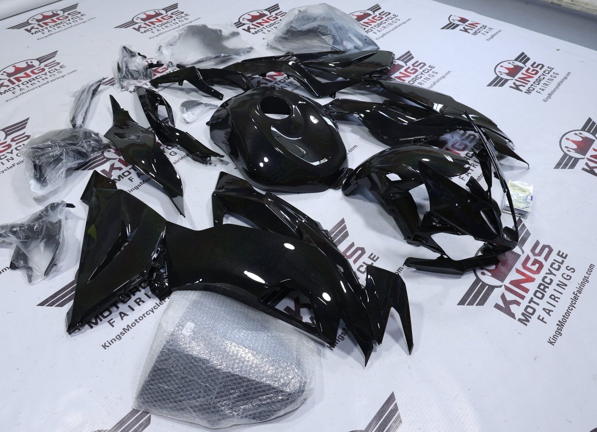 Kawasaki Ninja ZX6R 636 Fairings (2019-2023) Black Rainbow Glitter at KingsMotorcycleFairings.com