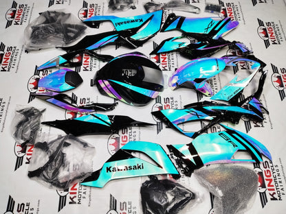 Kawasaki Ninja ZX6R 636 Fairings (2019-2023) Chameleon Chrome Blue, Pink from KingsMotorcycleFairings.com