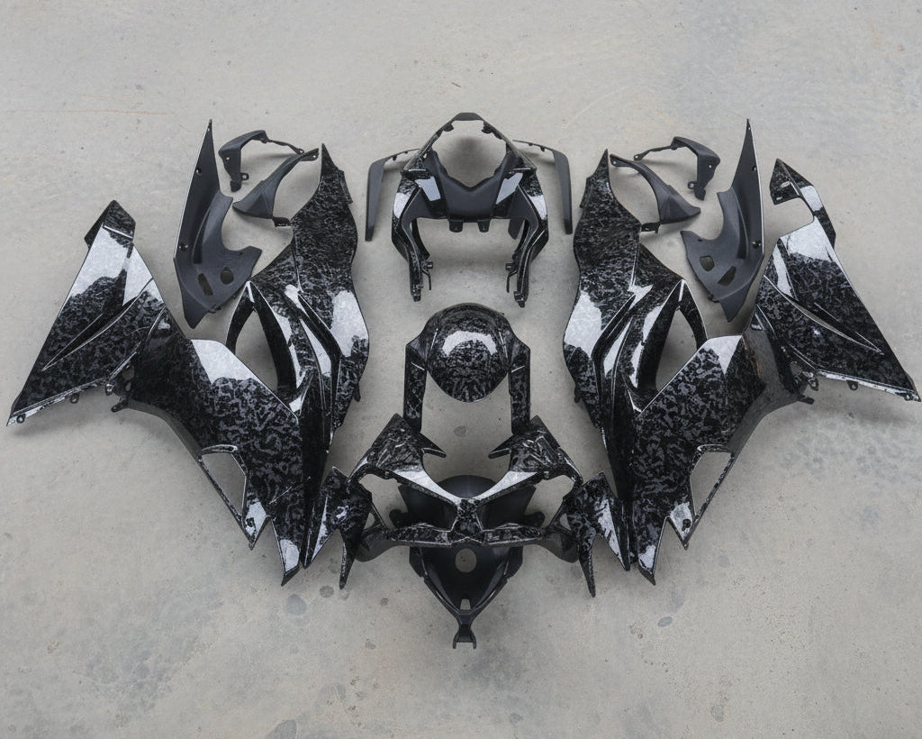 Shop Kawasaki Ninja ZX6R Fairings [2019-2023] Faux Chopped Carbon Fiber from KingsMotorcycleFairings.com