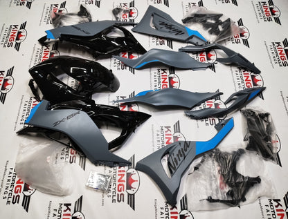 Kawasaki Ninja ZX6R 636 Fairings (2024-2025) Matte Gray, Gloss Black, Blue at KingsMotorcycleFairings.com