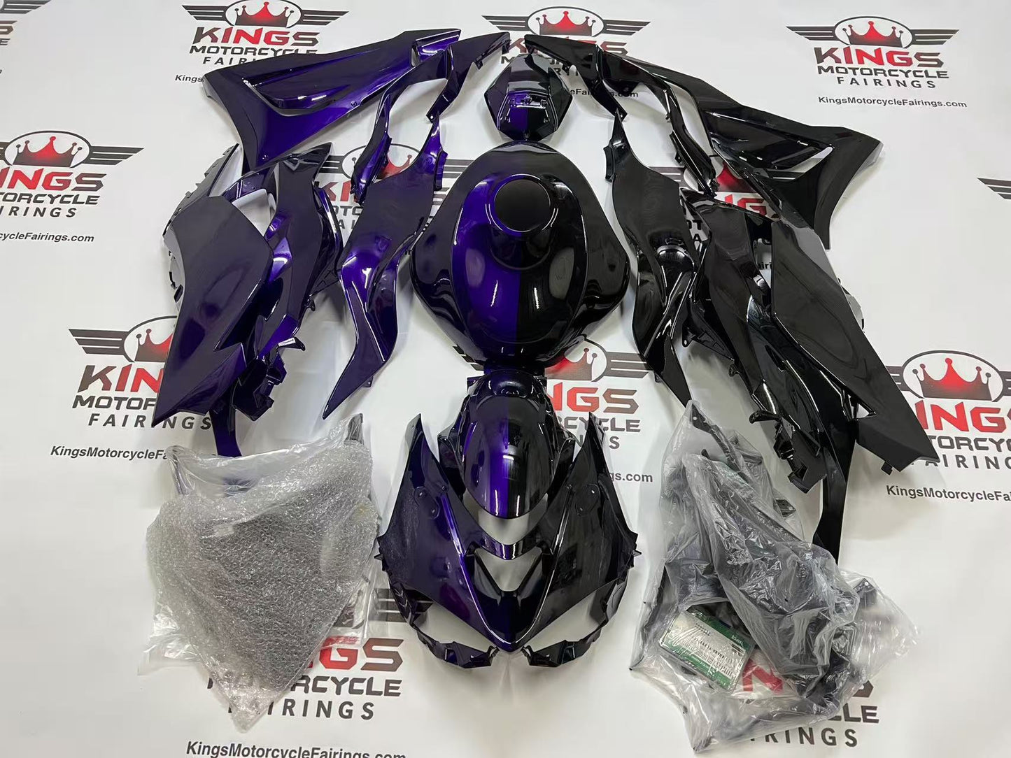 Kawasaki Ninja ZX6R 636 Fairings (2024-2025) Purple, Black Split at KingsMotorcycleFairings.com