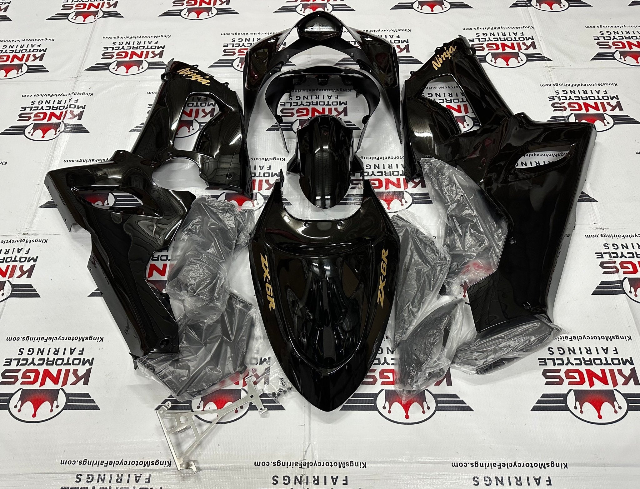 Fairings for Kawasaki Ninja ZX6R 636 (2005-2006) Black, Gold