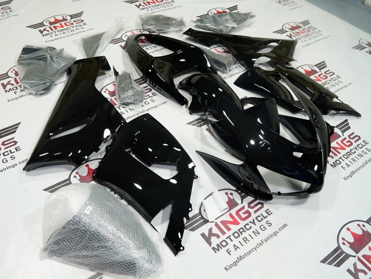 All Gloss Black Kawasaki Ninja ZX6R 636 Fairings (2005-2006) from KingsMotorcycleFairings.com