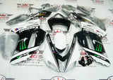 Kawasaki Ninja ZX6R Fairings (2007-2008) White, Black, Green Monster Energy at KingsMotorcycleFairings.com