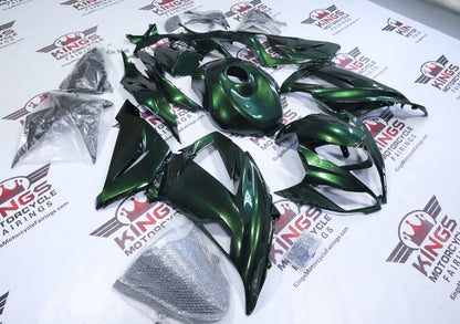  Kawasaki Ninja ZX6R Fairings (2013-2018) Metallic Green, Black Chameleon at KingsMotorcycleFairings.com