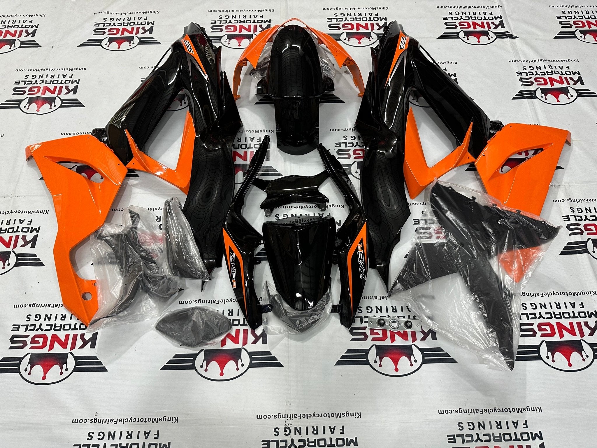 Kawasaki ZX6R 636 Fairings (2013-2018) Orange, Black, Silver