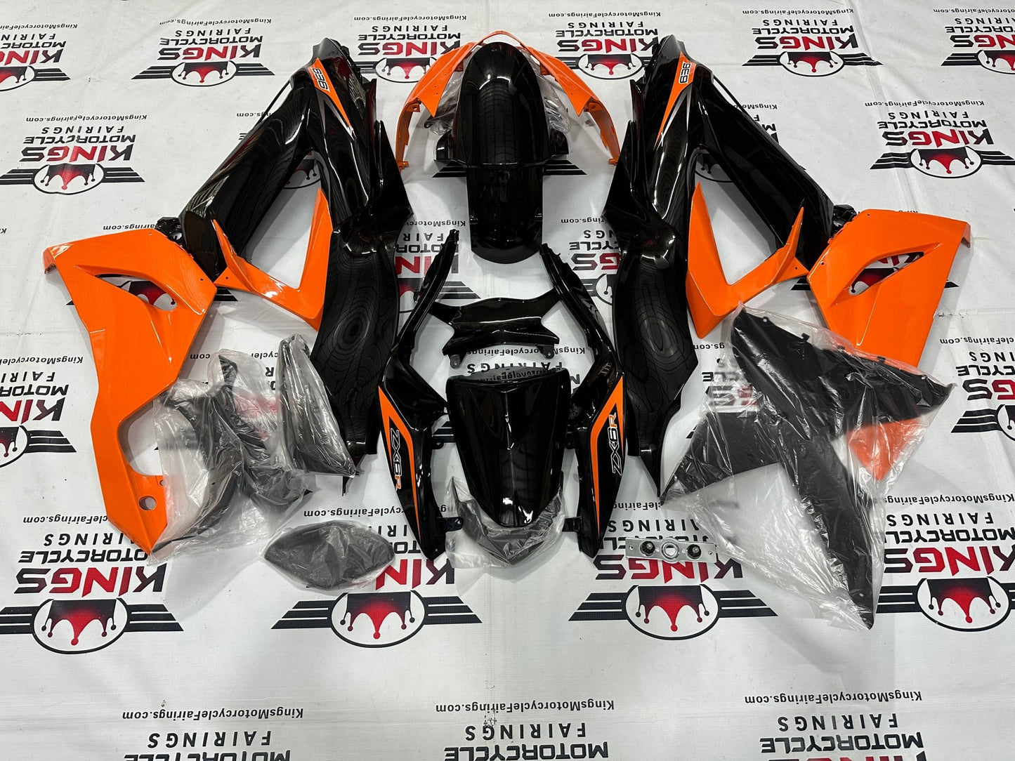 Kawasaki Ninja ZX6R Fairings (2013-2018) Orange, Black, Silver from KingsMotorcycleFairings.com