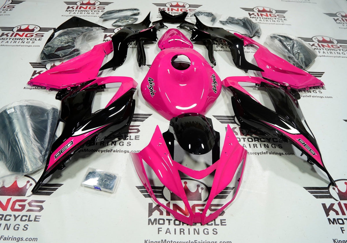 Kawasaki Ninja ZX6R Fairings (2013-2018) Pink, Black at KingsMotorcycleFairings.com