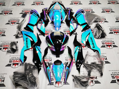 Kawasaki Ninja ZX6R Fairings (2019-2023) Chameleon Chrome Blue, Pink at KingsMotorcycleFairings.com