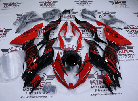 Kawasaki Ninja ZX6R Fairings (2019-2023) Red, Black Honeycomb at KingsMotorcycleFairings.com