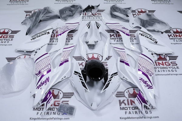 Kawasaki Ninja ZX6R Fairings (2019-2023) White, Purple, Black, Honeycomb at KingsMotorcycleFairings.com