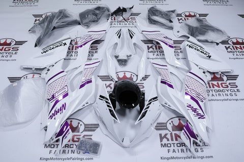 Kawasaki Ninja ZX6R Fairings (2019-2023) White, Purple, Black, Honeycomb at KingsMotorcycleFairings.com
