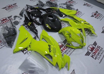 Kawasaki Ninja ZX6R Fairings (2019-2023) Yellow Hi Vis, Faux Carbon Fiber at KingsMotorcycleFairings.com