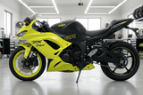 Kawasaki Ninja ZX6R Fairings (2019-2023) Yellow Hi Vis, Faux Carbon Fiber from KingsMotorcycleFairings.com