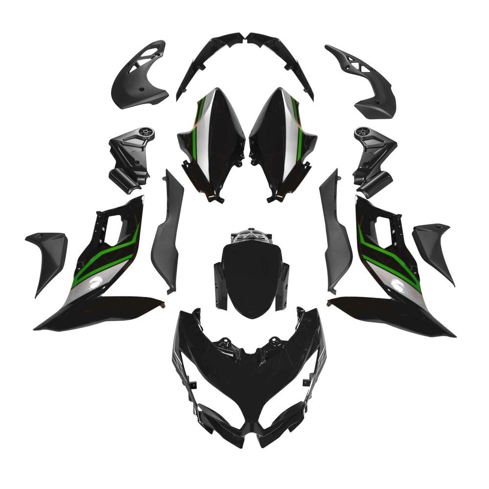 Kawasaki Versys 650 Fairings (2015-2021) Black, Green at KingsMotorcycleFairings.com