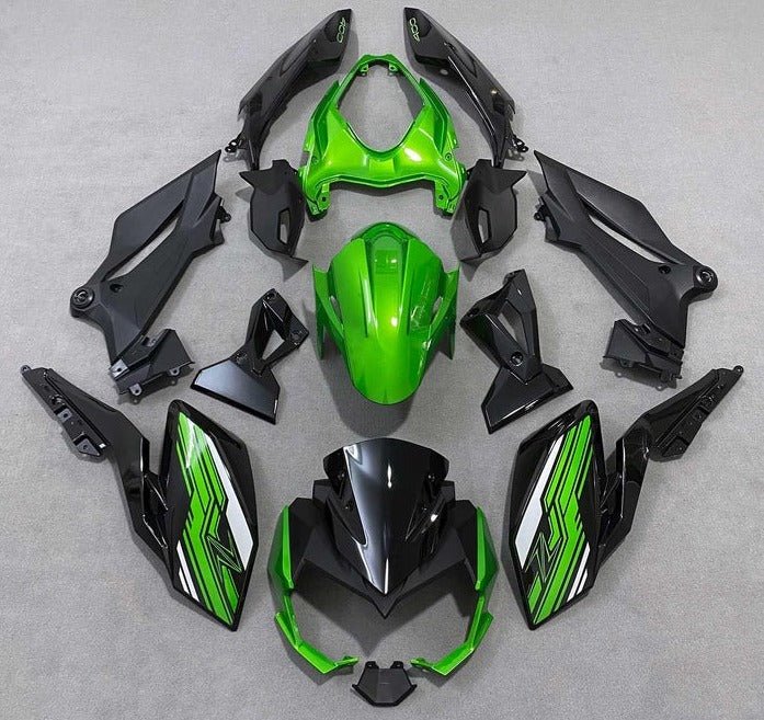 Kawasaki Z400 Fairings (2018-2024) Green, Black, White from KingsMotorcycleFairings.com