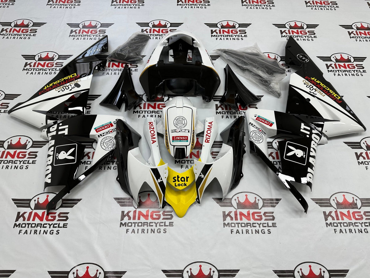 Kawasaki ZX-10R Fairings (2004-2005) Black, White, Yellow Playboy at KingsMotorcycleFairings.com