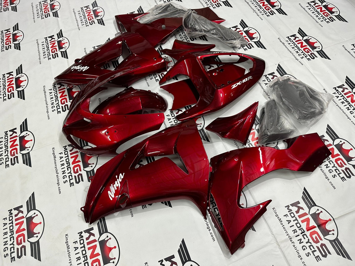 Kawasaki ZX-10R Fairings (2006-2007) Red Candy, White at KingsMotorcycleFairings.com