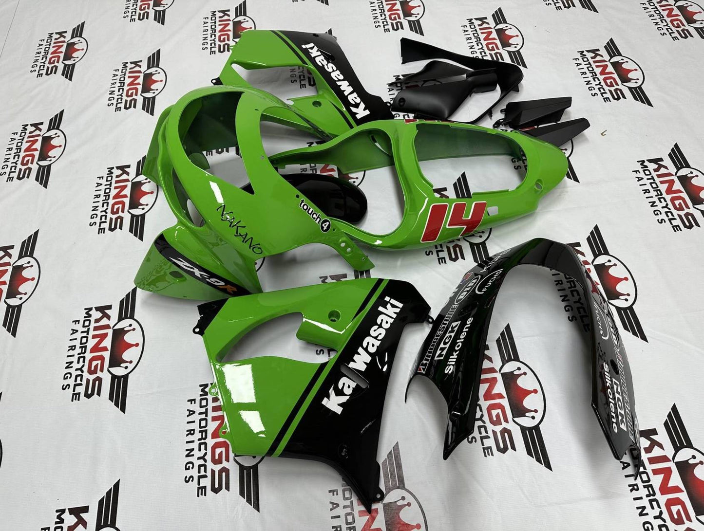 Kawasaki ZX-9R Fairings (1998-1999) Green, Black, White, Red at KingsMotorcycleFairings.com