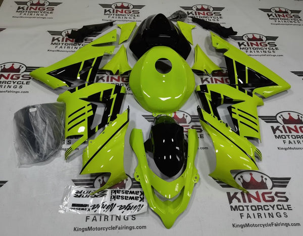 Kawasaki ZX10R Fairing Kit (2004-2005) Hi-Vis Yellow, Black at KingsMootrcycleFairings.com