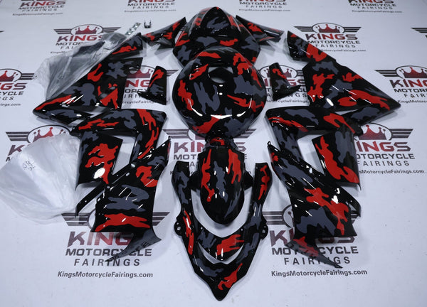 Kawasaki ZX10R Fairings (2004-2005) Black, Red, Gray Camouflage at KingsMotorcycleFairings.com