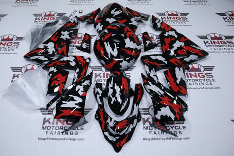 Kawasaki ZX10R Fairings (2004-2005) Black, Red, White Camouflage at KingsMotorcycleFairings.com