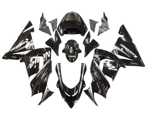 Kawasaki ZX10R Fairings (2004-2005) Black, White Stripe at KingsMotorcycleFairings.com