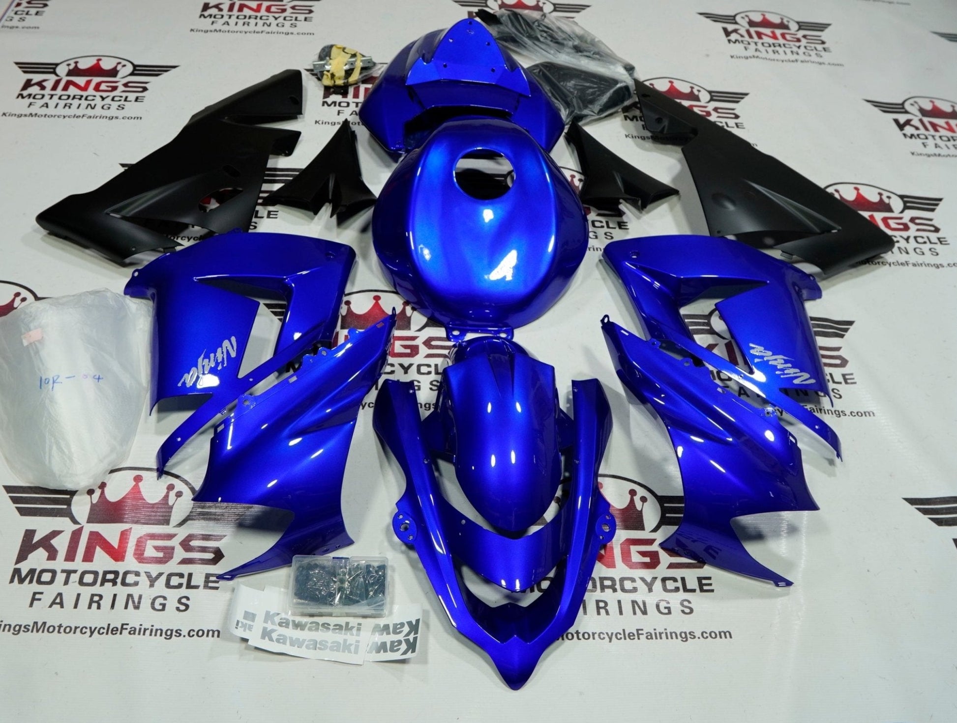 Fairings for Kawasaki ZX10R (2004-2005) Blue, Matte Black, Silver, Gold at KingsMotorcycleFairings.com