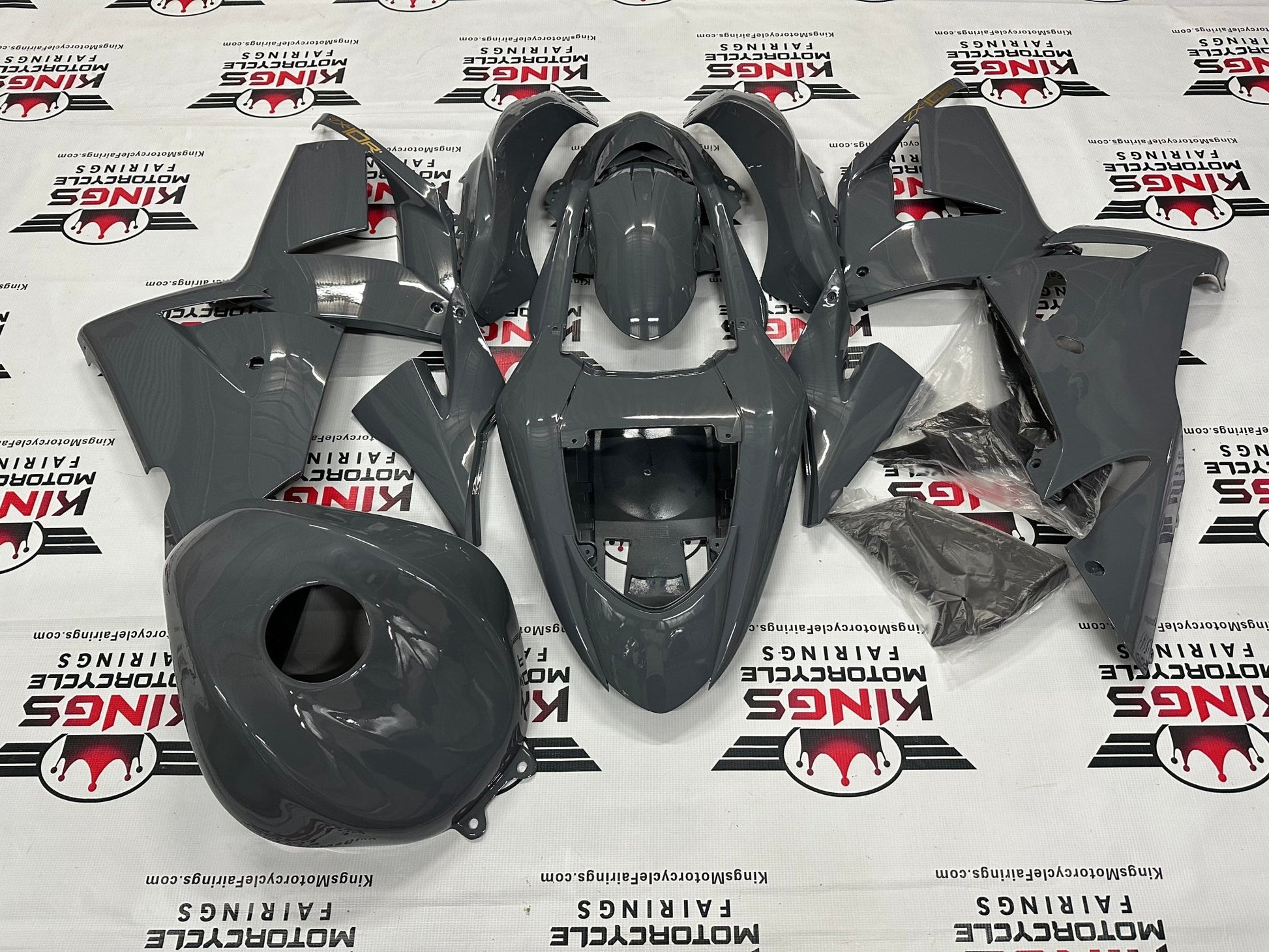 Kawasaki ZX-10R Fairing kit (2004-2005) Dark Nardo Gray, Gold at KingsMotorcycleFairings.com